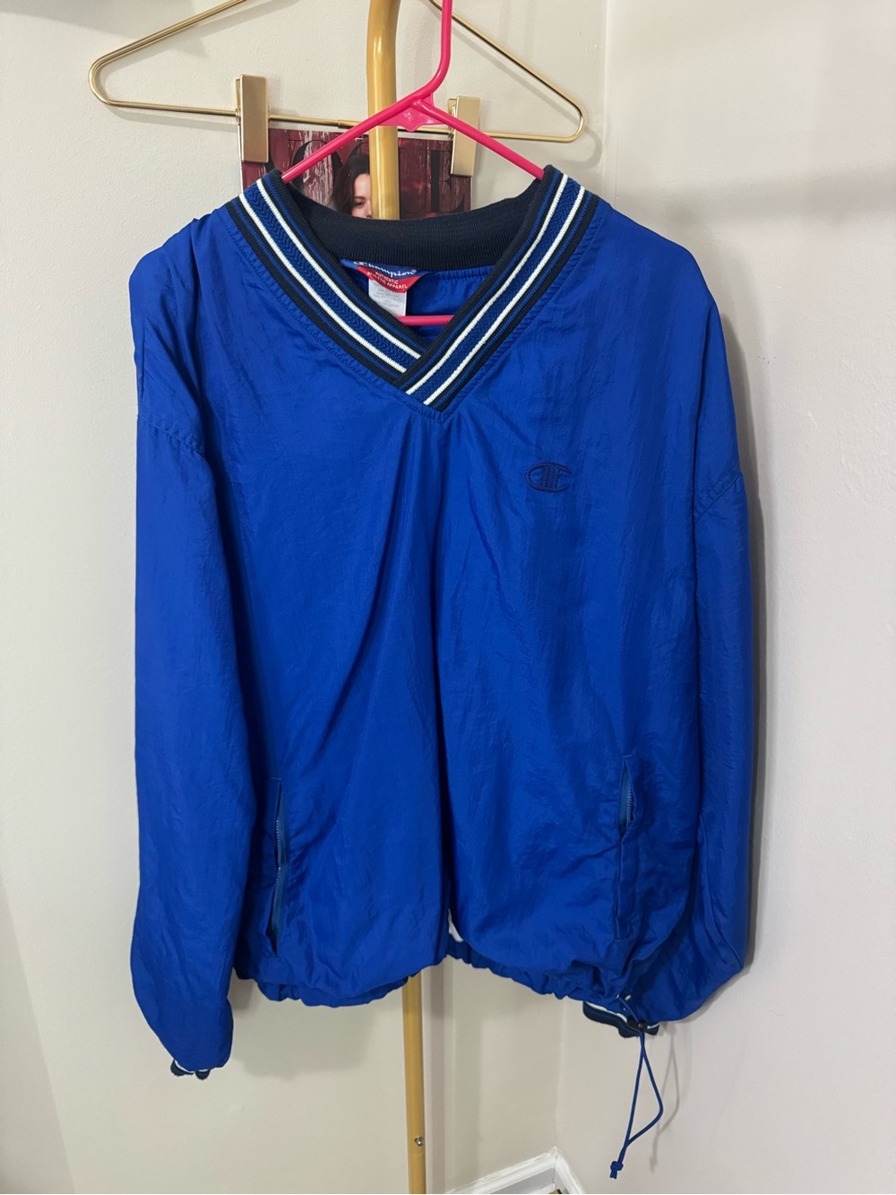 Vintage Men’s Champion Royal Blue Pullover Windbreaker Size Large